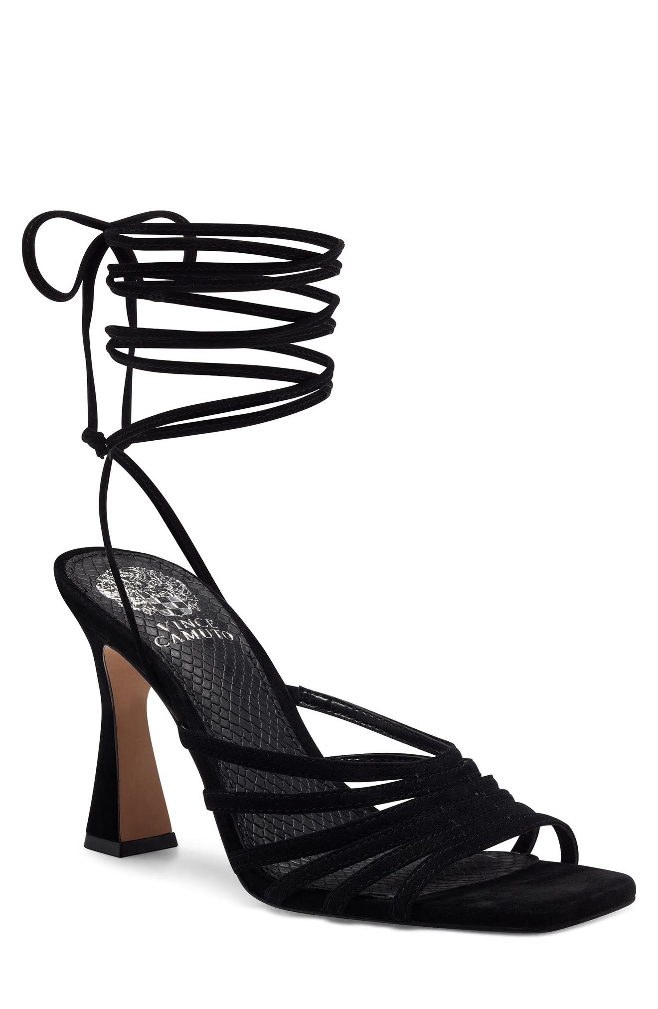 Black Faux Le Pu/Black Matte;14 Women's 6 3/4 Inch Spike Heel Platform Sandal 